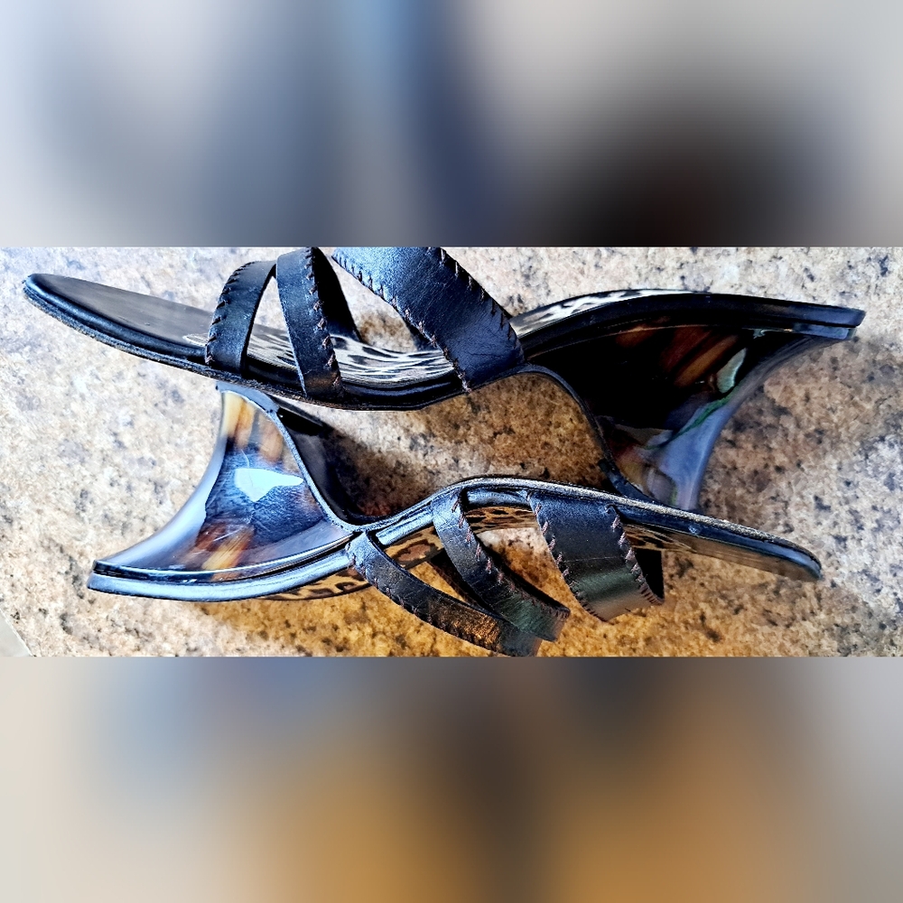 Ladies Stuart Weitzman Block Heel Shoe Strappy Br… - image 4